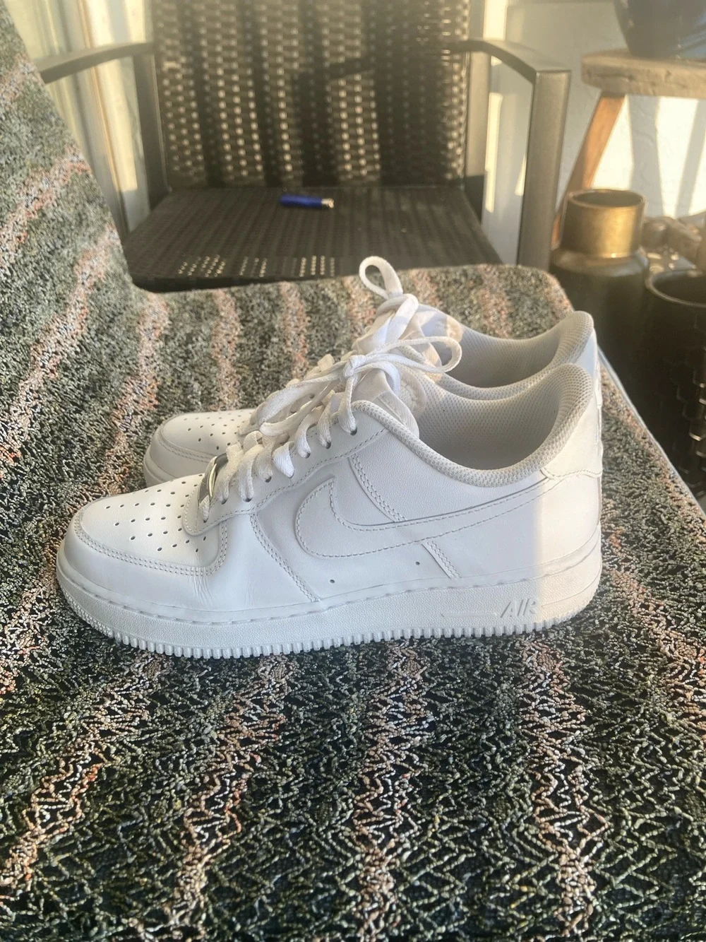 Men's White Leather AF1 Style Sneakers